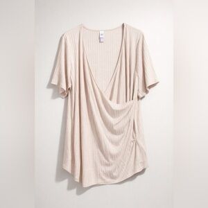 Joyspun brand - Blush Ribbed V‑Neck Short Sleeve Tunic